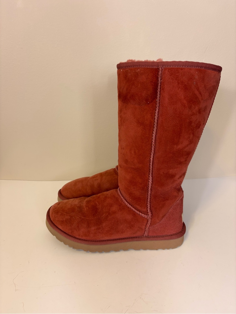 UGG Tall Suede Winter Boots in Rust Red 7
